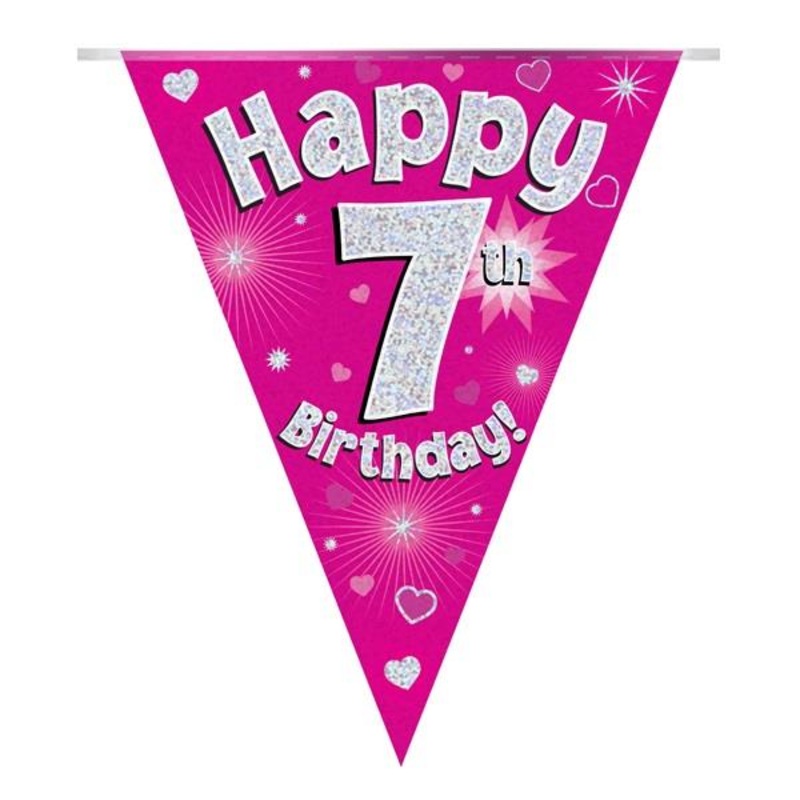 Pink Hearts 7th Birthday Bunting