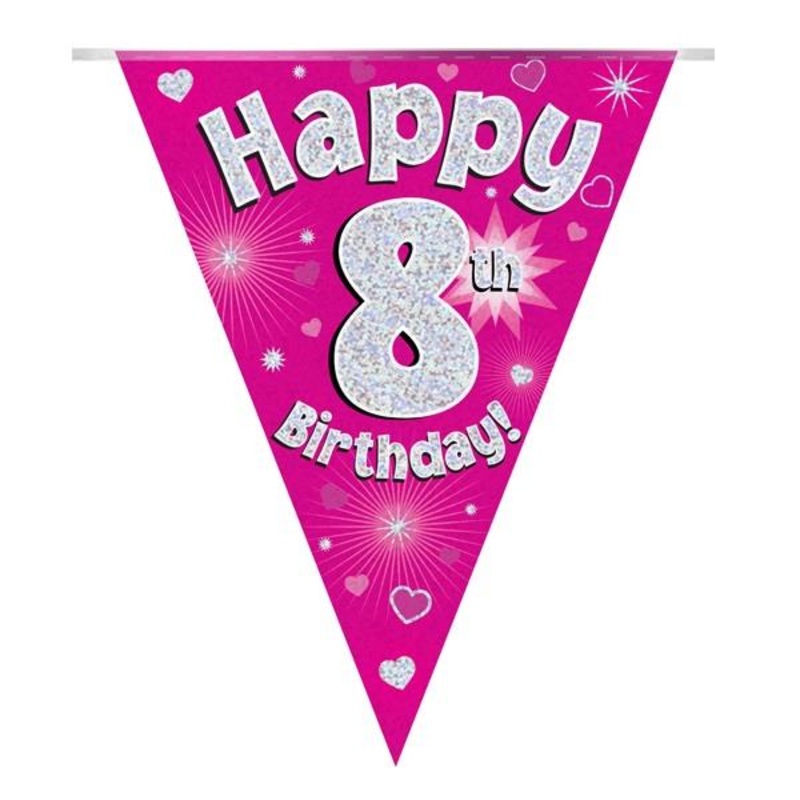 Pink Hearts 8th Birthday Bunting