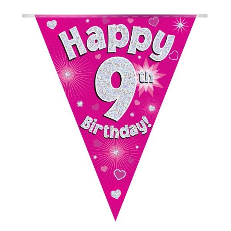 Pink Hearts 9th Birthday Bunting