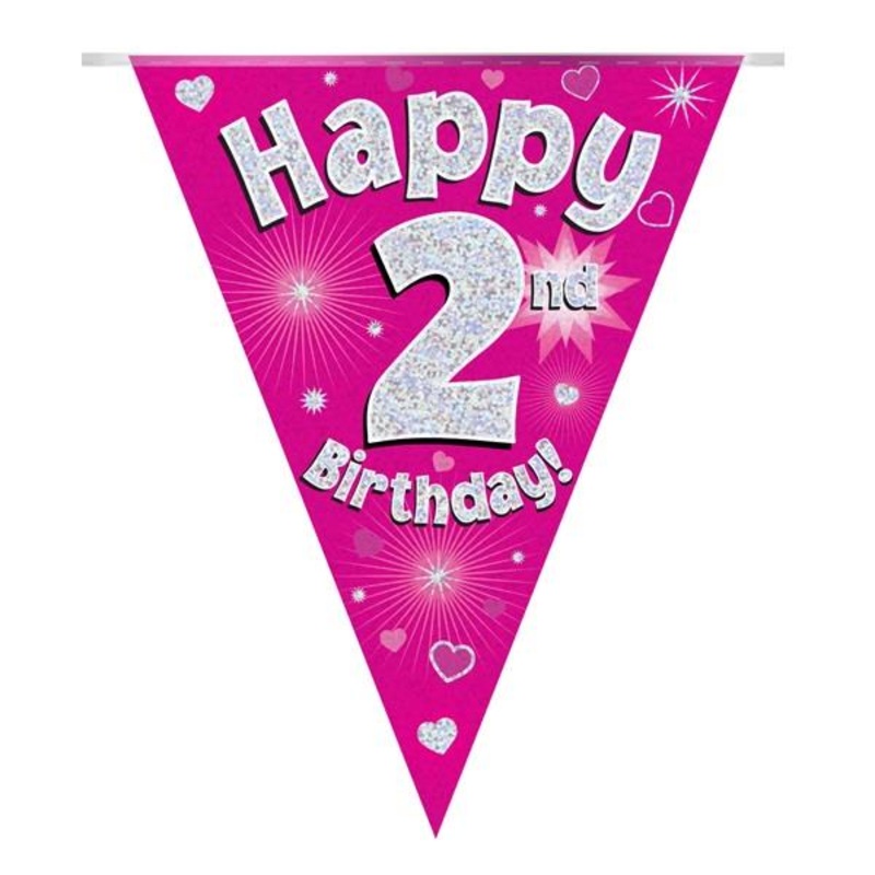 Pink Hearts Happy 2nd Birthday Bunting