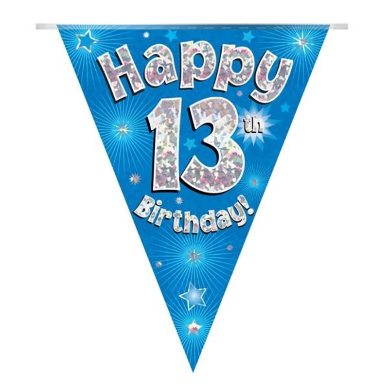 Blue Stars 13 Birthday Bunting  Teenager Banner Decor