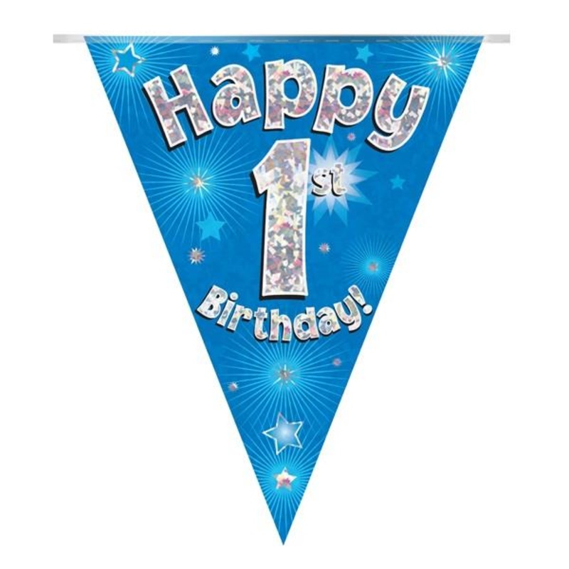 Blue Stars Happy 1st Birthday Bunting