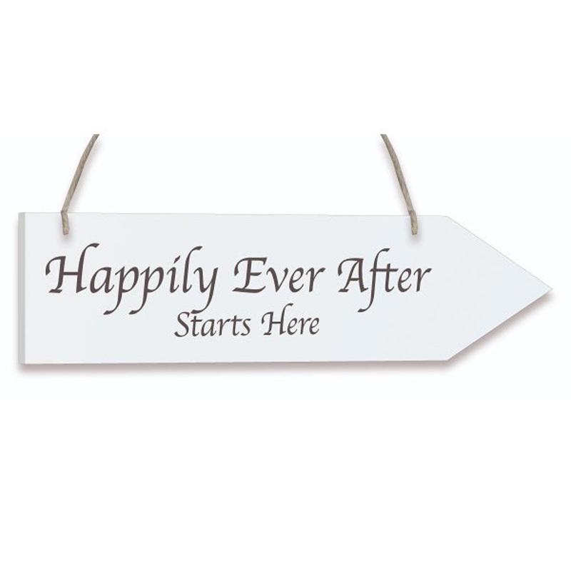 Happily Ever After Wooden Heart Hanging Decoration