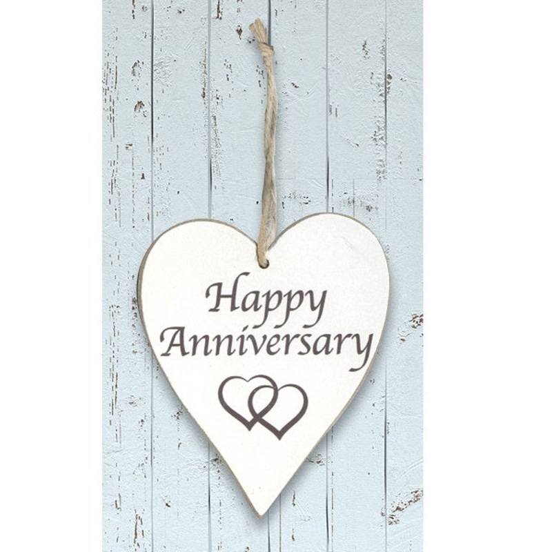 Happy Anniversary Hanging Wooden Heart