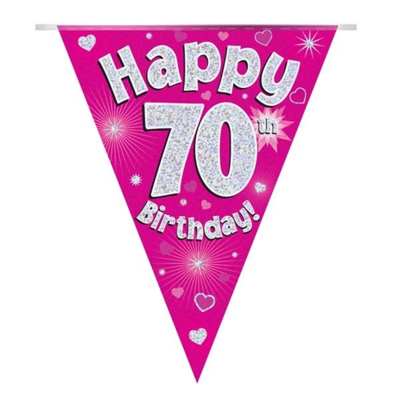 Pink Hearts 70th Birthday Bunting