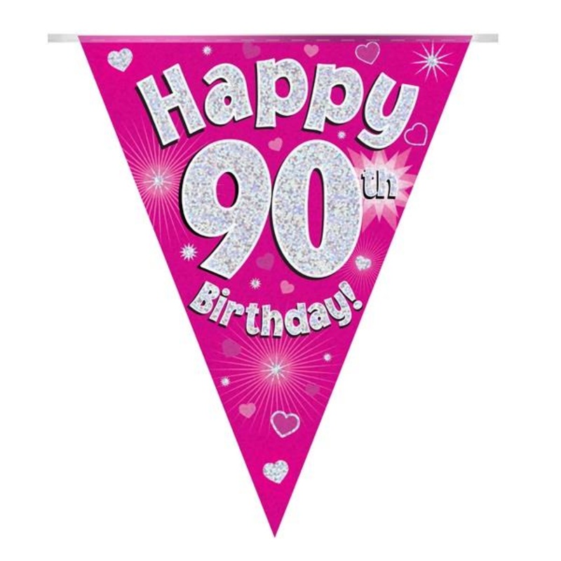 Pink Hearts 90th Birthday Bunting