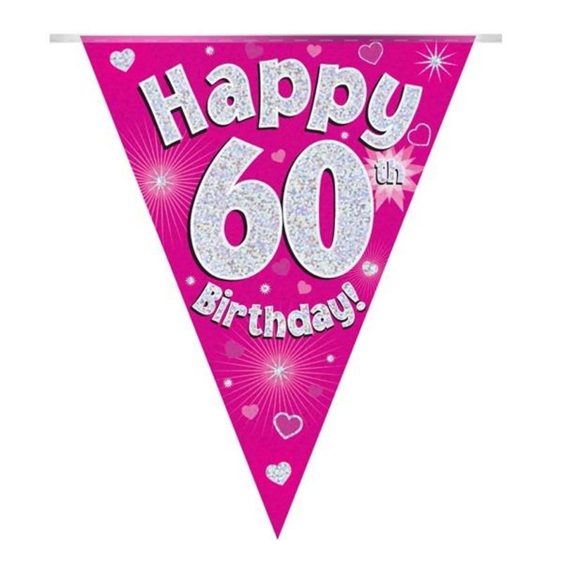 Pink Hearts Bunting for 60th Birthday