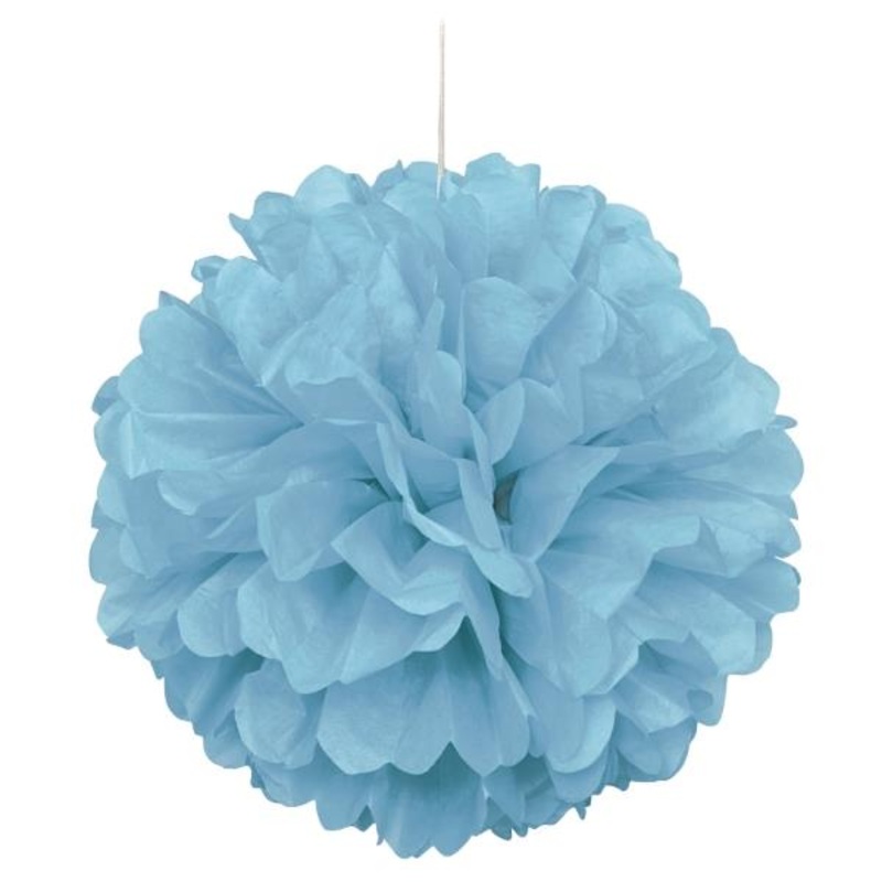 Powder Blue 16" Puff Ball Party Hanging Decorations - Buy Online