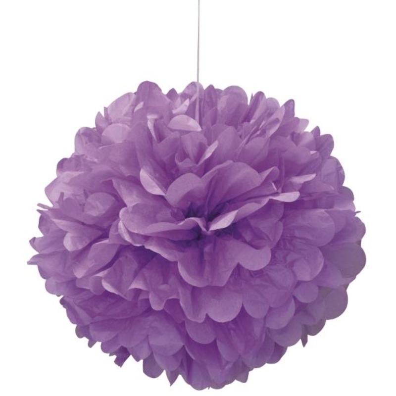 Purple 16" Puff Ball Party Hanging Decorations - Buy Online