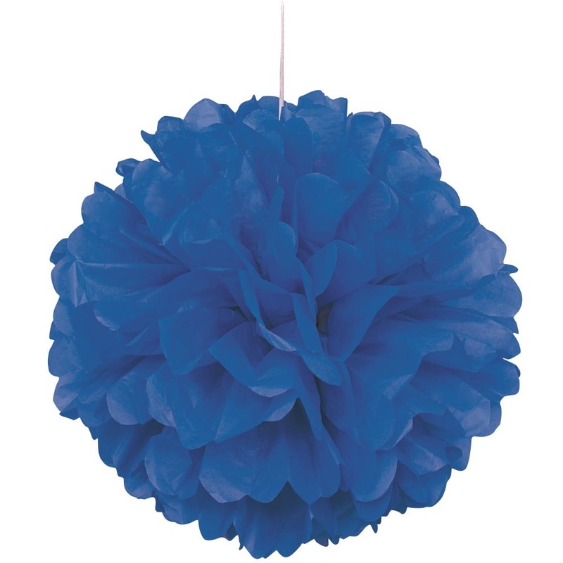 Royal Blue 16" Puff Ball Party Hanging Decorations - Buy Online