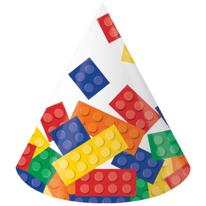 Building Blocks Party Hats Pack of 8
