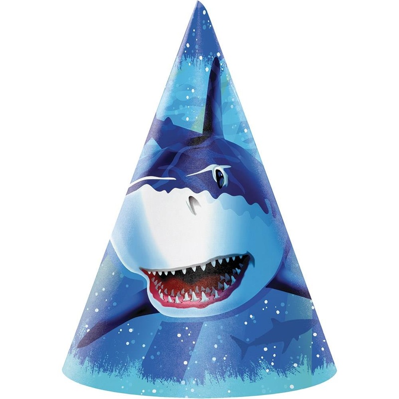 Great White Shark Party Hats Pack of 8