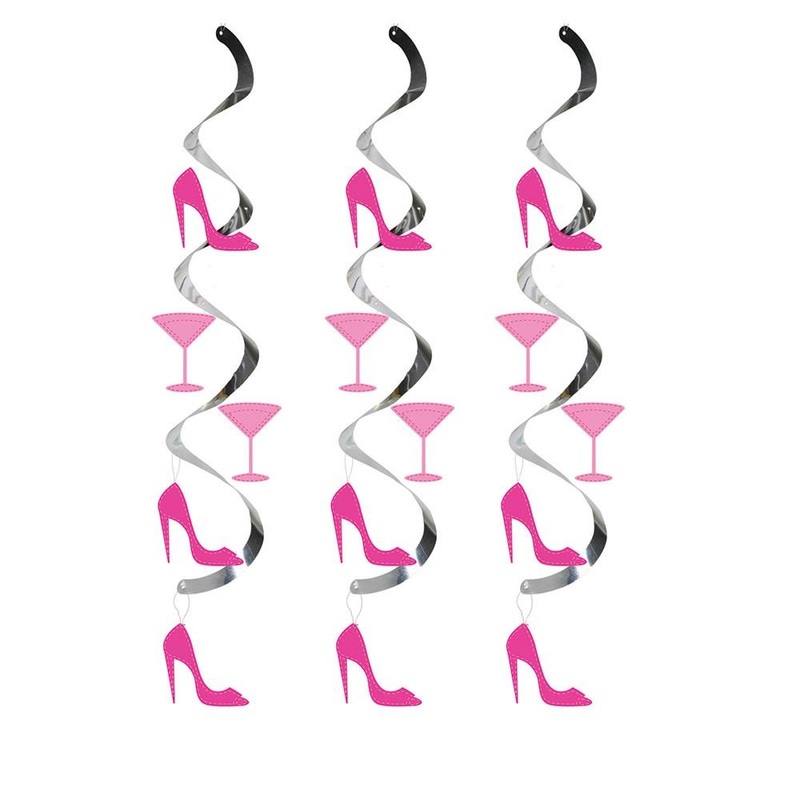 Hen Party Hanging Decorations (Heels & Glass) Pack of 5