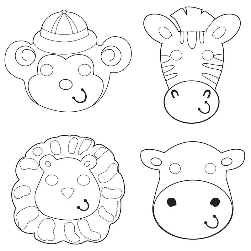 Safari Animals Party Favours Colour Your Own Masks Pack of 12