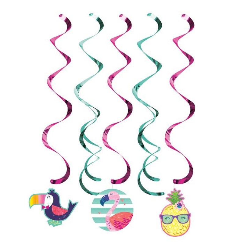 Pineapple and Friends Party Hanging Swirls l Decorations Pack of 5