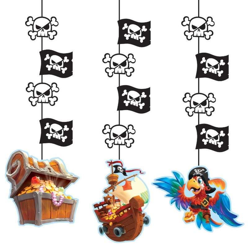 Pirate Treasure Party Hanging Cutouts Decorations Pack of 3