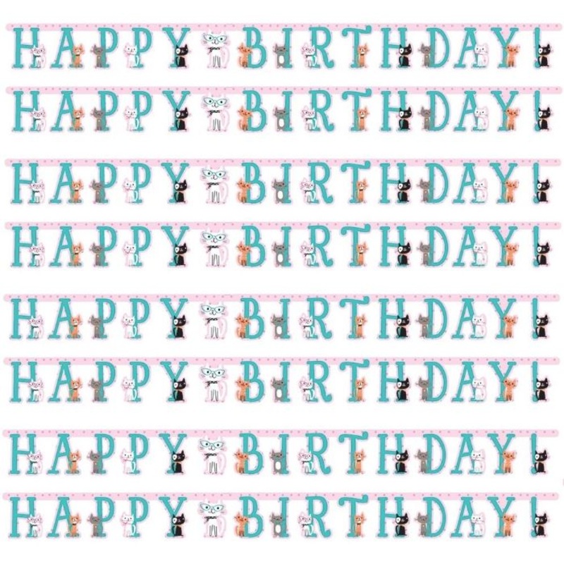 Purrfect Cat Happy Birthday Party Ribbon Banner | Decoration - Buy Online