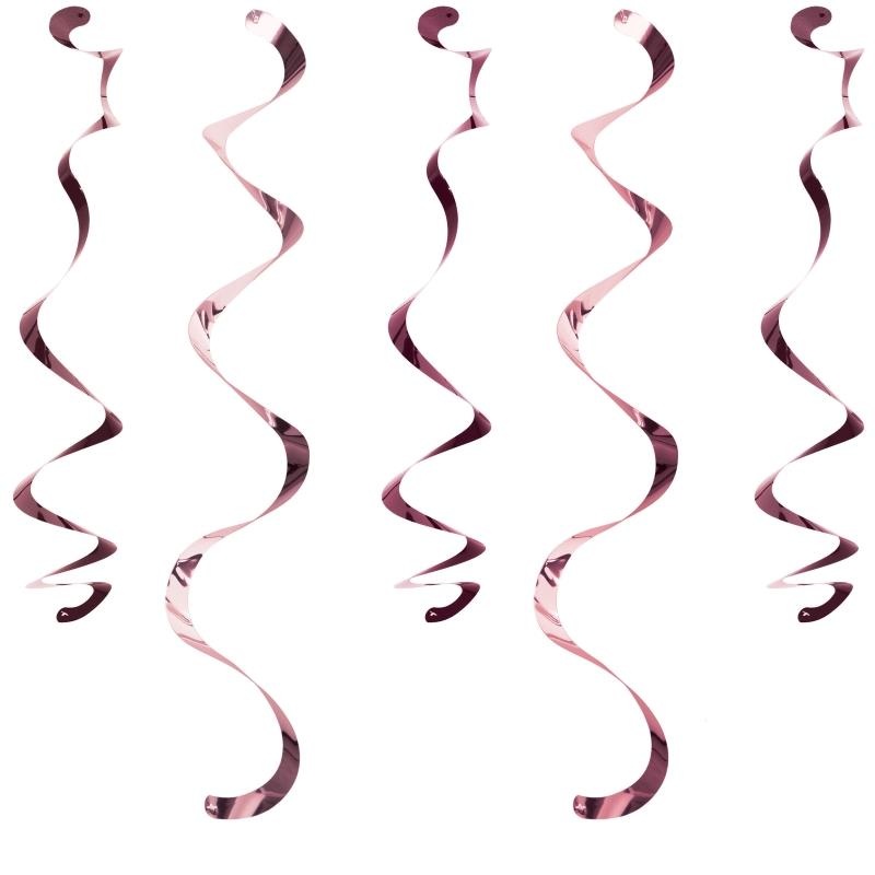Rose Gold Party Hanging Swirl Decorations Pack of 10