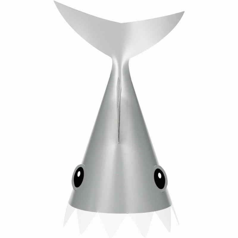 Grey Shark Party Hats Pack of 8