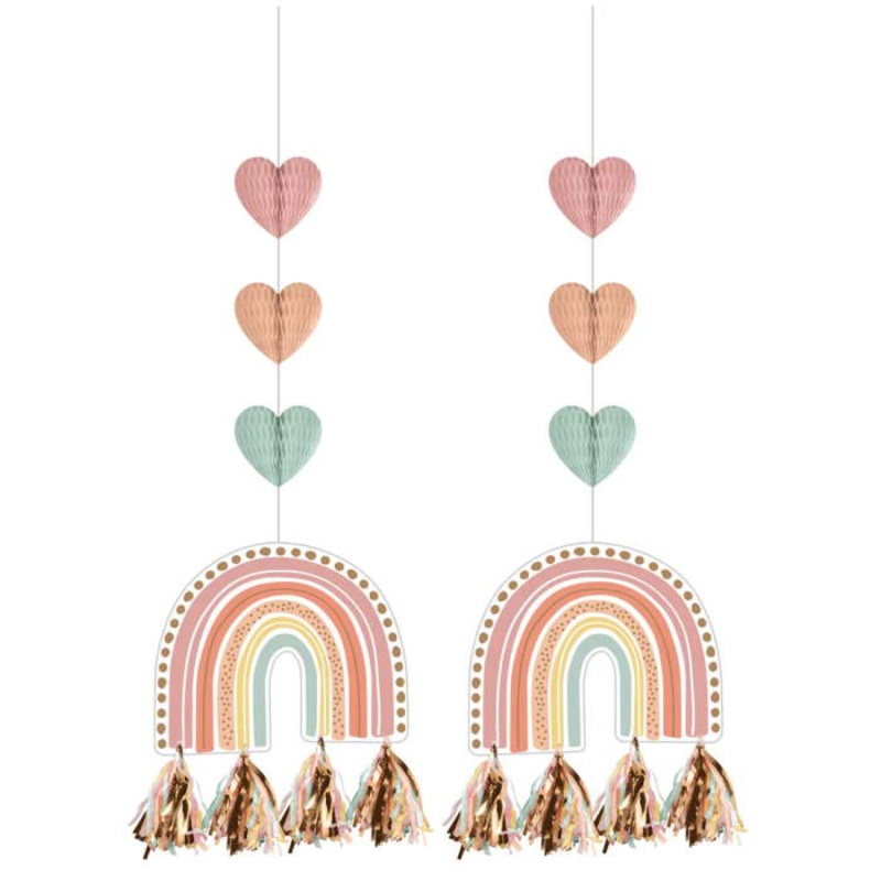 Rainbow Boho Wall Hanging Decorations Pack of 2