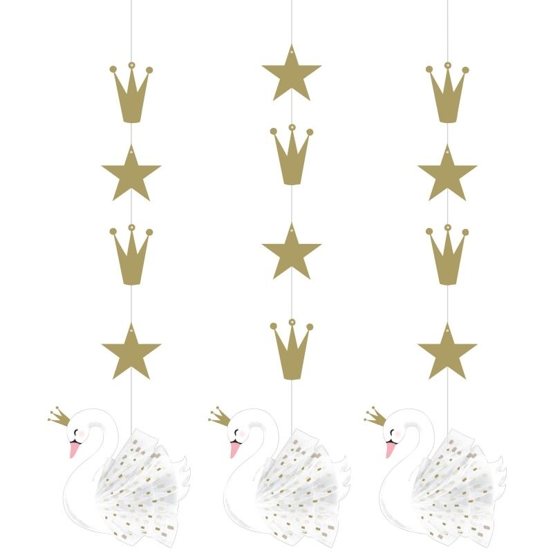 Stylish Swan Party Hanging Cutout Decorations Pack of 3