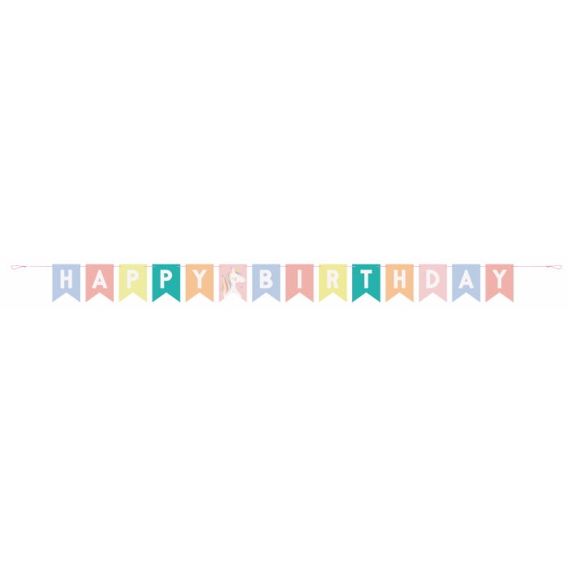 Dainty Unicorn Happy Birthday Banner 2 metres