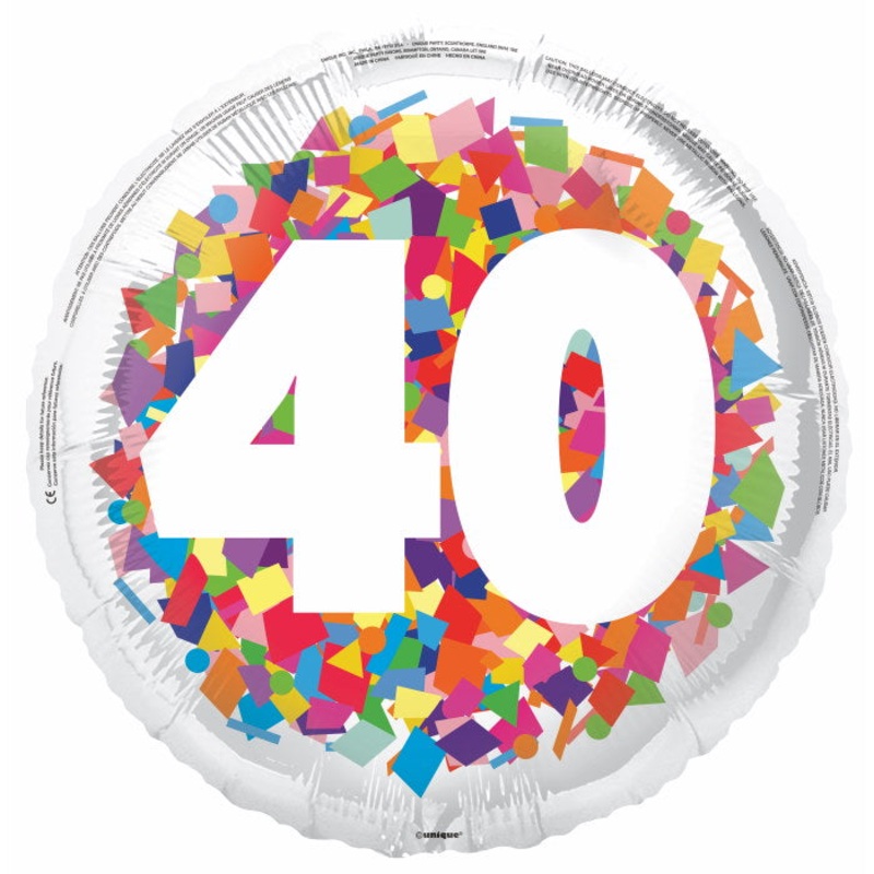 Bright Confetti 40th Birthday Foil Balloon 18 inches
