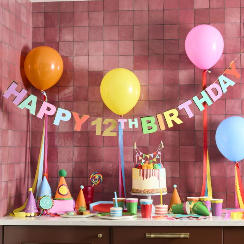 Bright Happy Birthday Customisable Card Banner 3 metres
