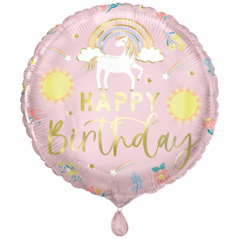 Dainty Unicorn Happy Birthday Foil Balloon 18 inches
