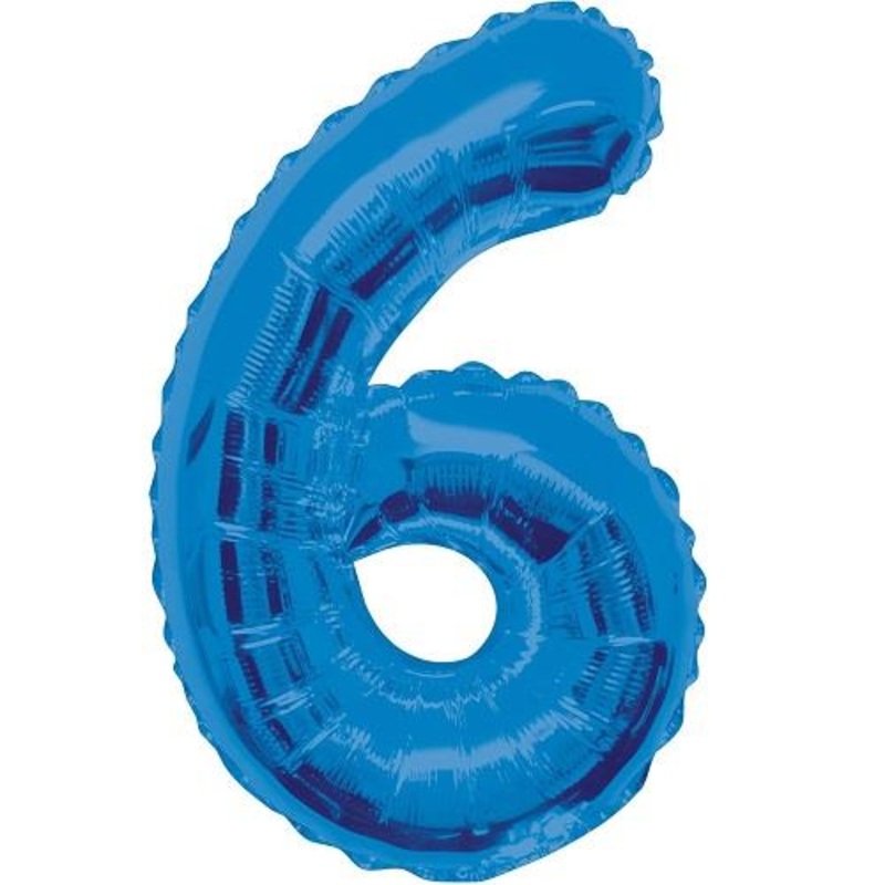 Blue Glitz 34" Number 6 Supershape Foil | Helium Balloon - Buy Online