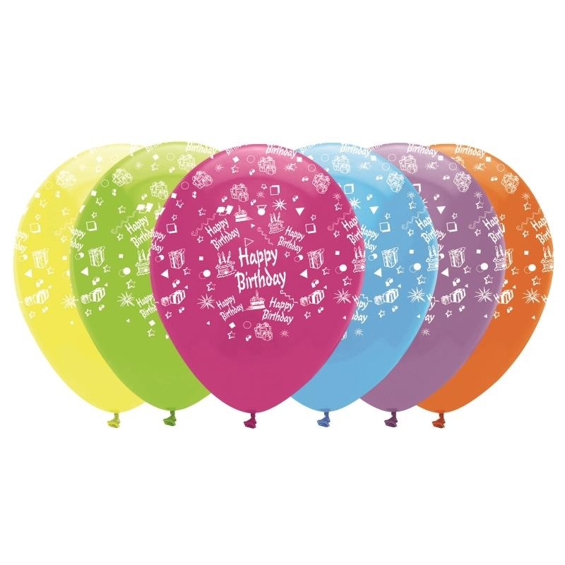 Bright Happy Birthday Party Latex Balloons Pack of 6