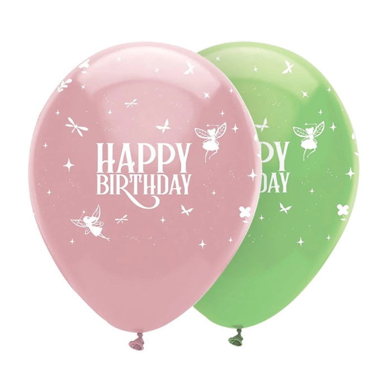 Forest Fairy Happy Birthday Latex Balloons Pack of 6