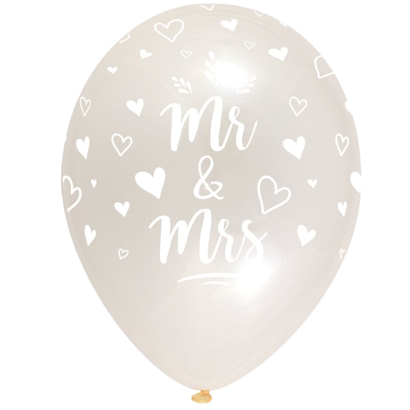 Mr and Mrs Latex Balloons - Hearts Pack of 6