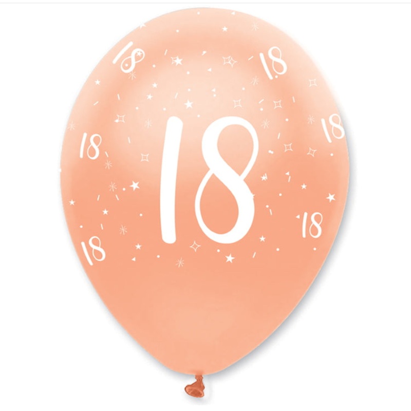 Pearl 18th Rose Gold Latex Balloons Pack of 6