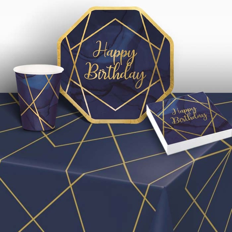 Birthday Party Pack - Navy & Gold Tableware