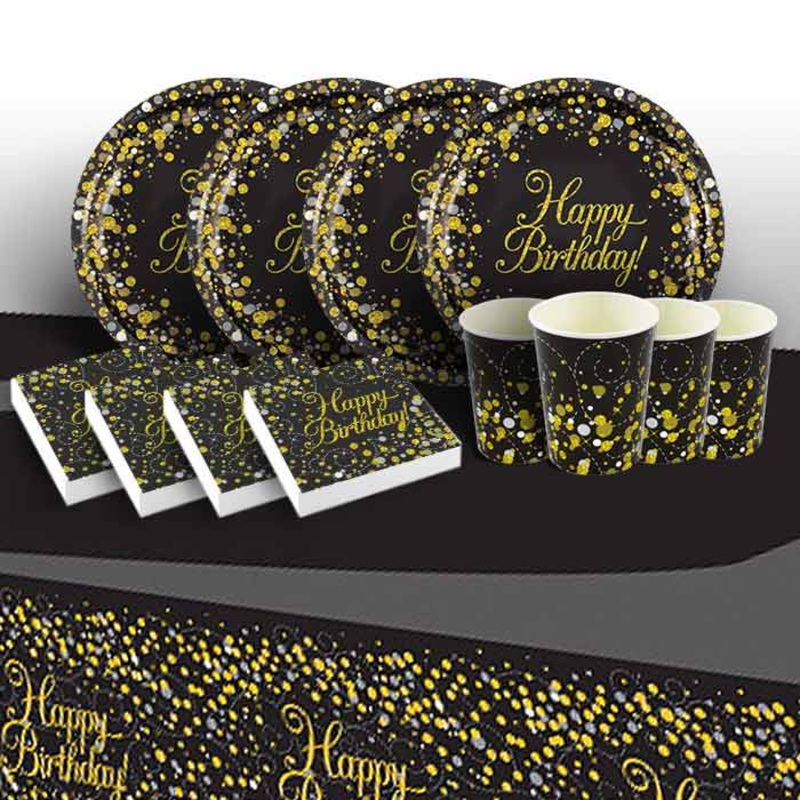 Black & Gold Fizz Birthday Party Pack (Starter)