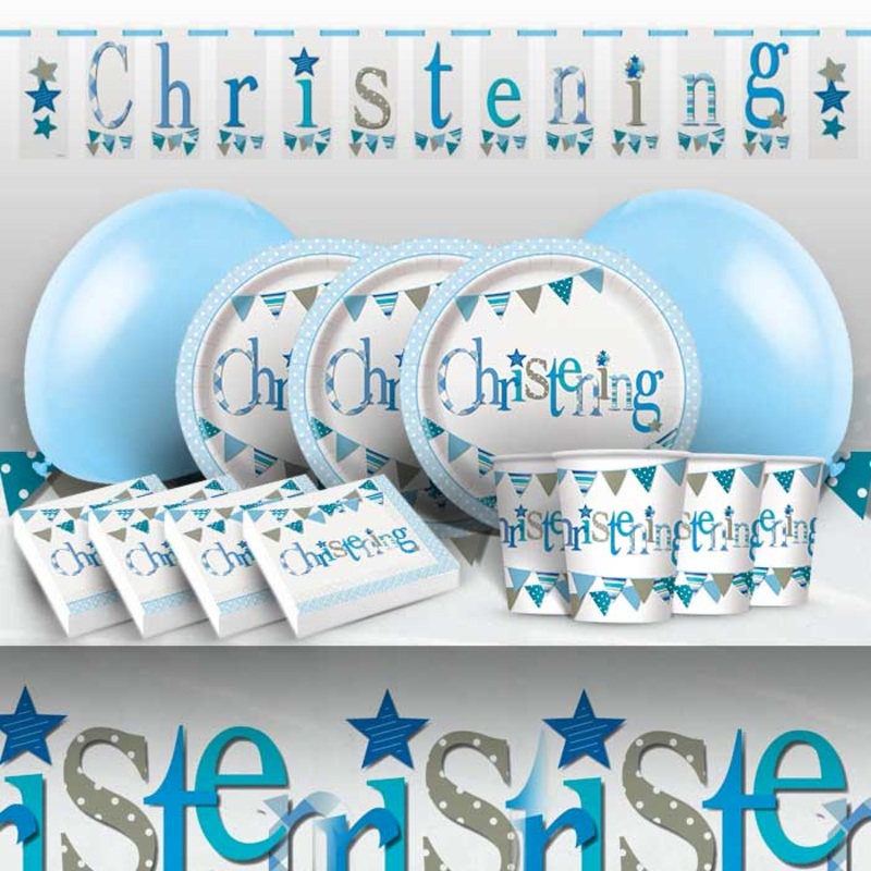 Blue Bunting Christening Party Pack (Premium)