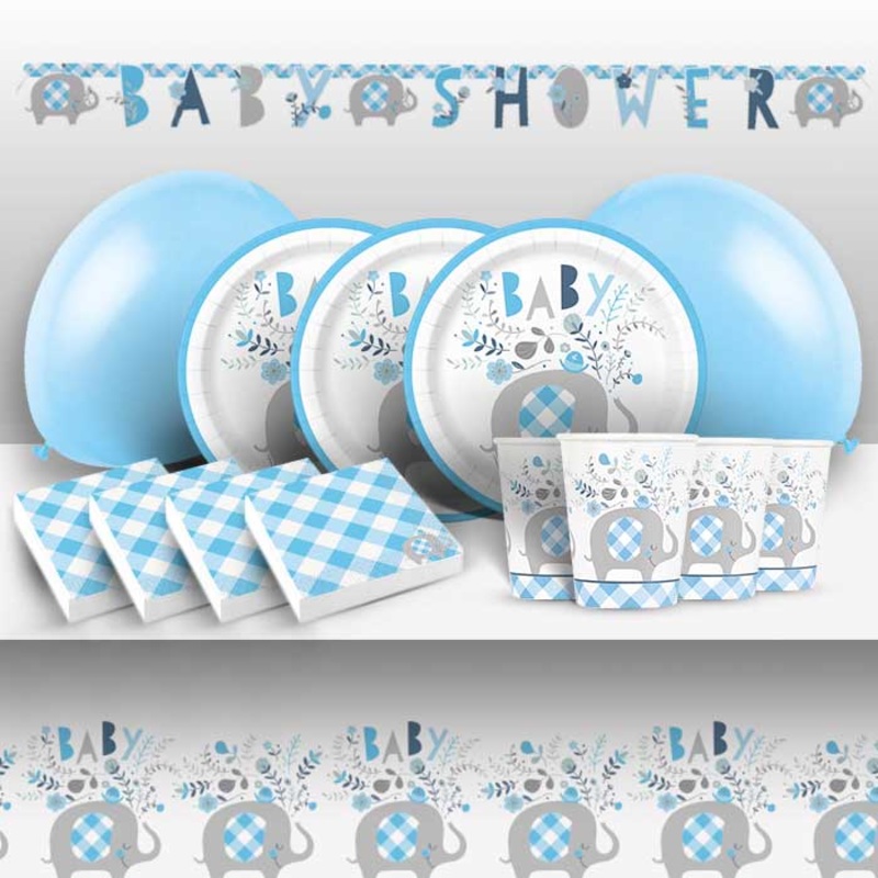 Blue Elephant Baby Shower Party Pack