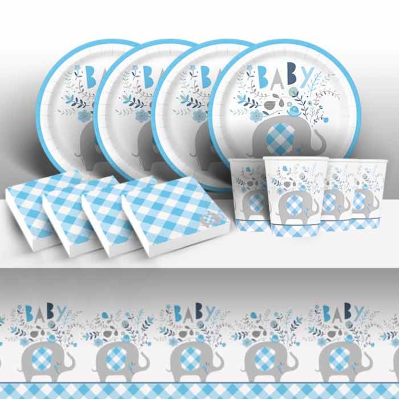Blue Elephant Baby Shower Tableware Pack