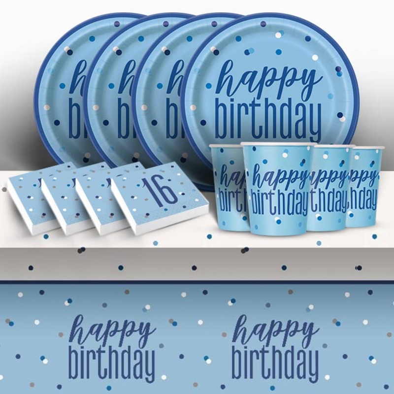 Blue Glitz 16th Birthday Party Pack (Starter)