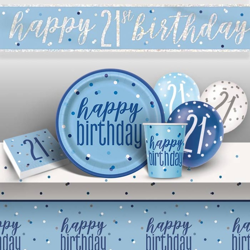 Blue Glitz 21st Birthday Party Pack (Premium)