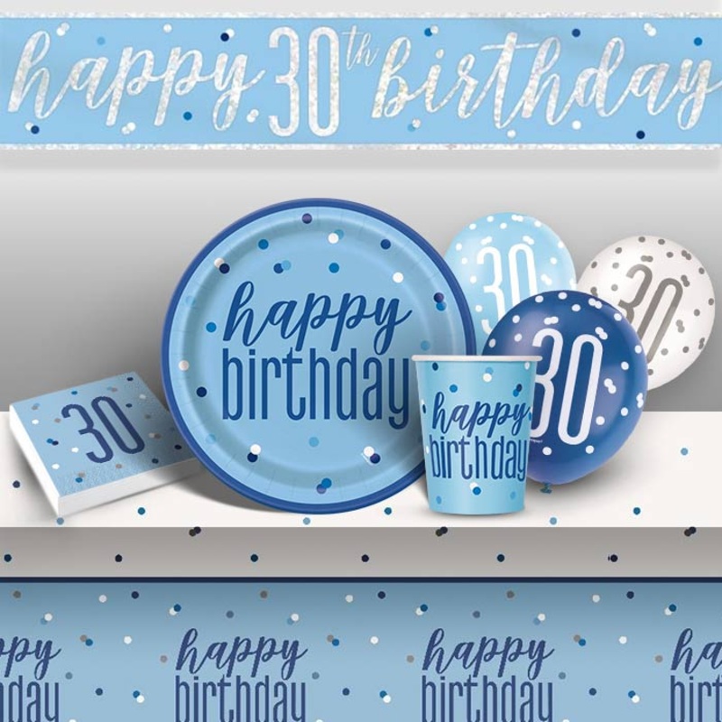 Blue Glitz 30th Birthday Party Pack (Premium)