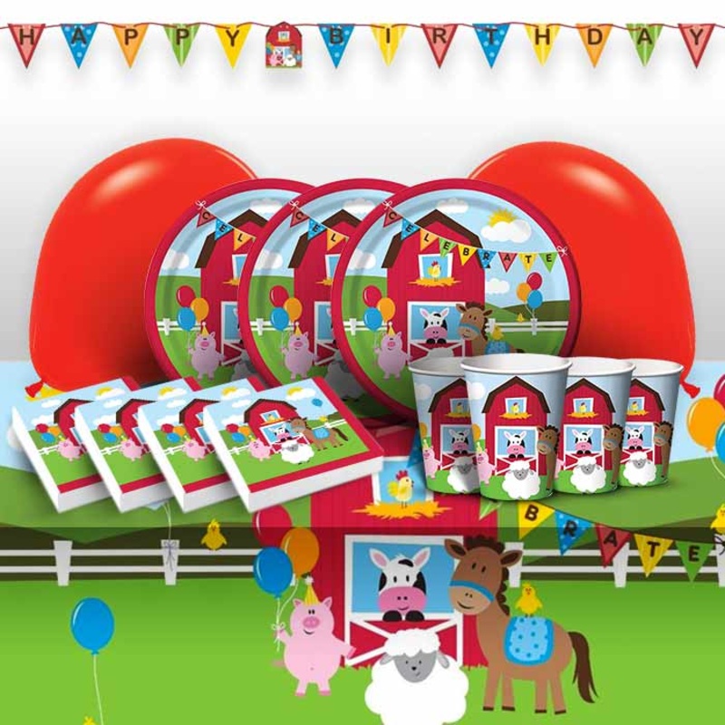 Farm Animals Party Pack with Tableware and Decor