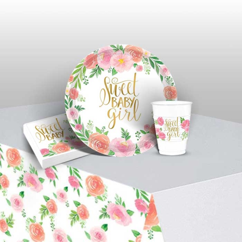 Floral Girl Baby Shower Tableware Pack