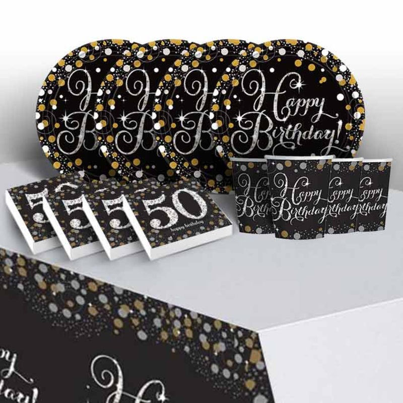 Gold & Black 50th Birthday Party Pack (Starter)