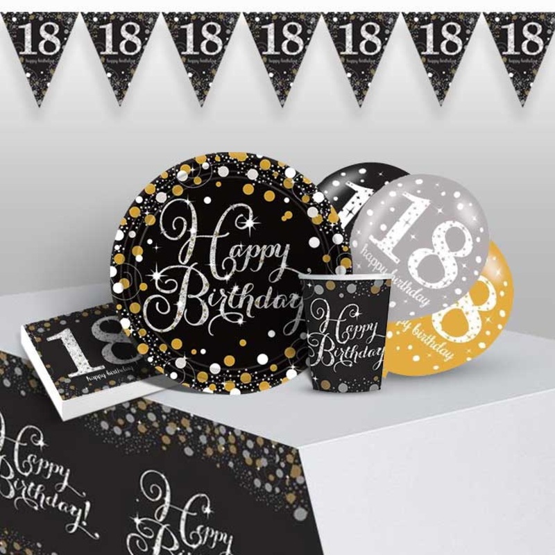 Gold Sparkling 18th Birthday Pack with Decorations
