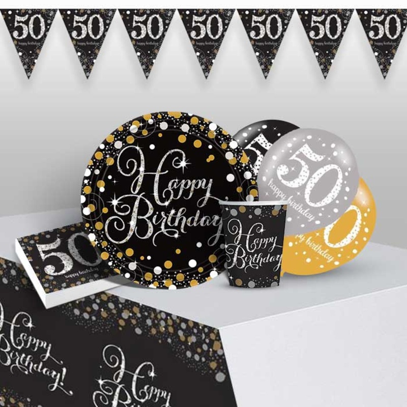 Gold Sparkling 50th Birthday Party Pack (Premium)