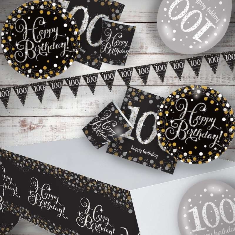 Gold Sparkling Premium 100th Birthday Party Pack