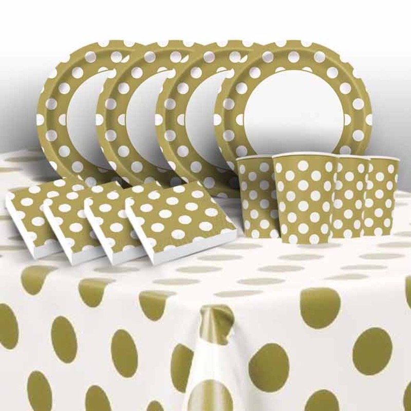 Gold & White Polka Dots Party Pack (Starter)