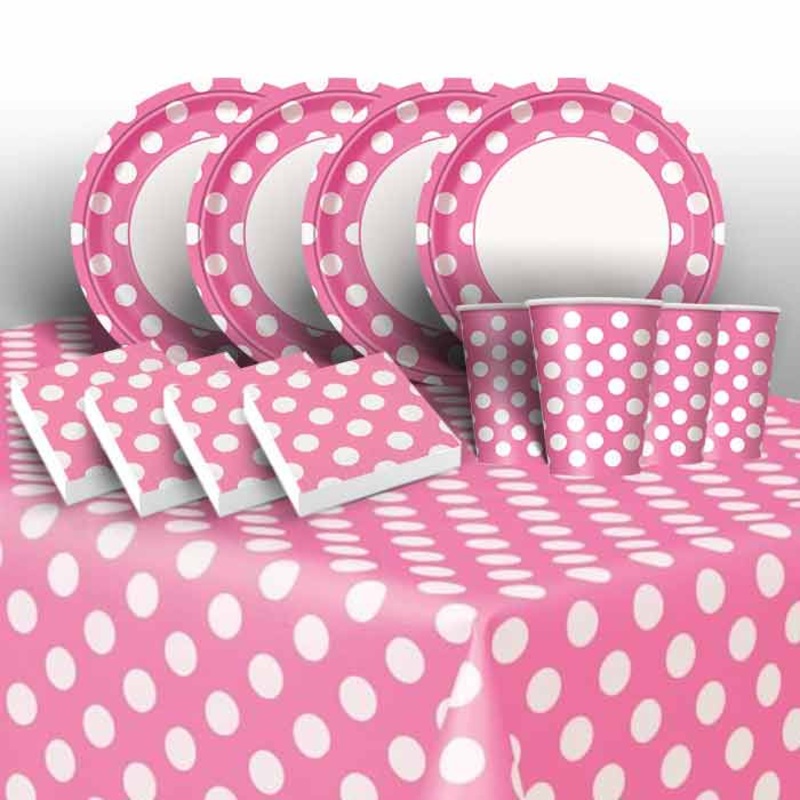 Hot Pink & White Polka Dots Party Pack (Starter)